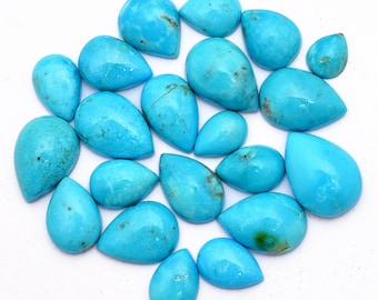 Lote de cabujón de pera liso de piedra preciosa turquesa natural de Arizona de 6 x 8 mm a 10 x 14 mm ~ Cabujones de pera sueltos con parte trasera plana de piedra preciosa semipreciosa turquesa