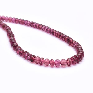 Natural Rhodolite Garnet 3mm-5mm Beads ~ AAA+ Rhodolite Gemstone Smooth Rondelle ~ Pink Rhodolite Plain Beads For Jewelry Making ~18&quot; Strand