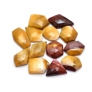 Natural Mookaite Gemstone 12mm-20mm Free Form Rosecut ~ Mookaite Jasper Faceted Flat Back Cabochon ~ Loose Gemstone Fancy Shape Cabs Mix Lot