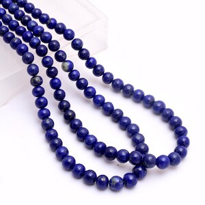 Piedra preciosa lapislázuli AA, cuentas redondas lisas de 6,5 mm a 8 mm, piedra preciosa semipreciosa de lapislázuli azul natural, cuentas sueltas de bolas lisas, tira de 16 pulgadas