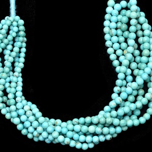 AAA+ Turquoise Gemstone 3mm-4.5mm Graduating Smooth Round Beads ~ Natural Genuine Turquoise Semi Precious Gemstone Loose Beads for Jewelry