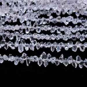 AAA+ Herkimer Diamond Quartz Nugget Beads ~ Raw Herkimer Diamond Quartz 5mm-6mm Side Drill Uncut Chips ~ Clear Herkimer Fancy Nugget Beads
