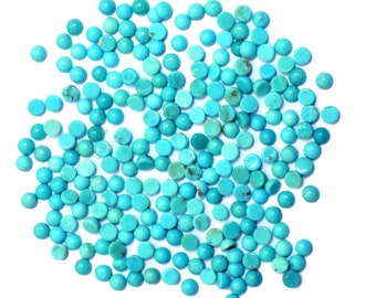 Arizona Turquoise Cabochon, Flat Back Loose Round Gemstone Small Cabs for Jewelry Making (2mm-7mm)