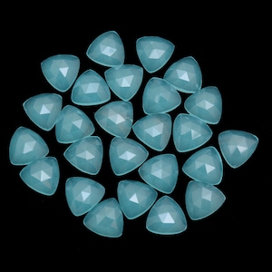 Peruvian Chalcedony Faceted Trillion Rosecut ~ Aqua Chalcedony Loose Triangle Cabochons ~Peru Chalcedony Hydro Quartz Flat Back Rosecut Cabs