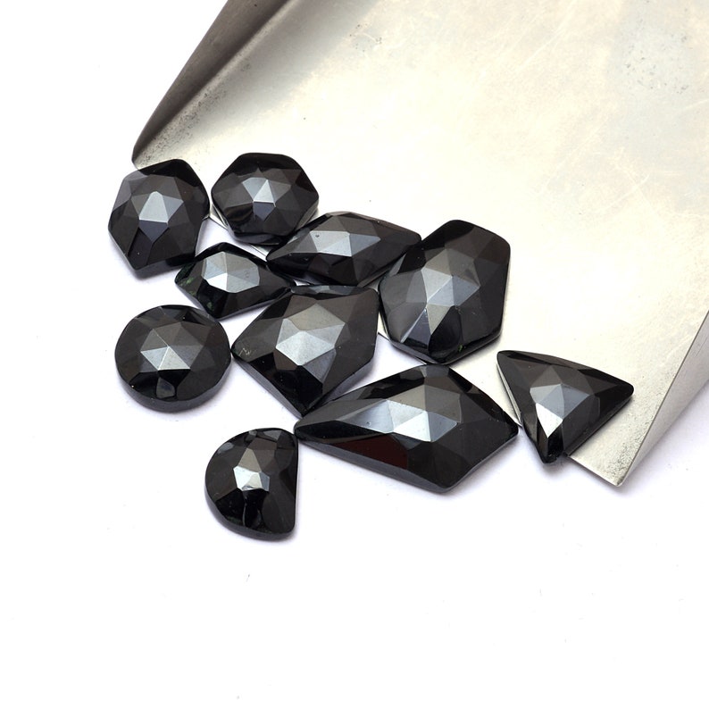 AAA Natural Black Spinel Rosecut Freeform Irregular Cabochon Gemstones
