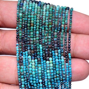 Natural Multi Chrysocolla Gemstone 2-2.5mm Micro Faceted Rondelle Beads ~ AAA+ Chrysocolla Semiprecious Gemstone Loose Beads ~ 13inch Strand