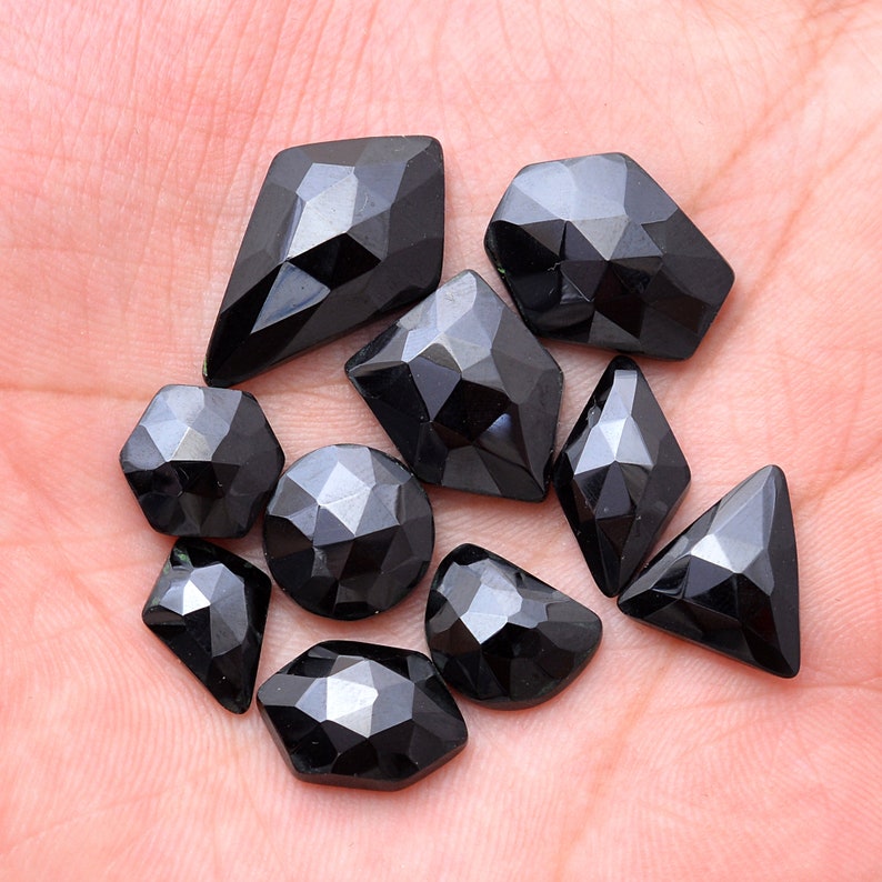 AAA Natural Black Spinel Rosecut Freeform Irregular Cabochon Gemstones
