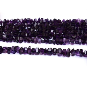 Natural African Amethyst Faceted Nugget Beads ~ Amethyst Gemstone 7mm-11mm Center Drilled Nuggets ~ Amethyst Fancy Shape Nuggets ~ 9" Strand