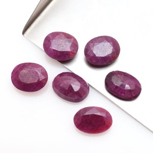 Natural Ruby Gemstone Oval Cut Stones ~ AAA Red Ruby 12.5mm-13.5mm Oval Shape Cut Stone ~ Ruby Loose Faceted Stones For Jewelry Making