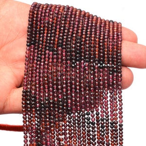 Natural AAA+ Multi Red Garnet Gemstone 3mm-4mm Faceted Round Beads ~ Red Garnet Semi Precious Gemstone Loose Beads for Jewelry ~ 13&quot; Strand