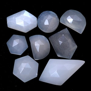 Natural White Moonstone 10mm-23mm Free Form Rosecut Lot ~ White Moonstone Rosecut Flat Back Cabs ~ Loose Faceted Moonstone Gemstone Lot