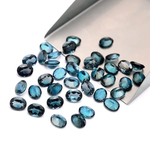 AAA+ London Blue Topaz Loose 7x9mm Oval Cut Stones ~ Natural Blue Topaz Faceted Gemstone Lot ~ London Topaz Faceted Oval Shape Cut Stone Set