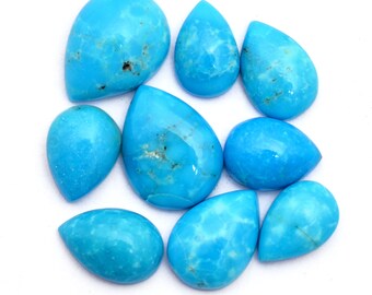 Cabujón suelto de turquesa de Arizona, 8 x 12 mm - 12 x 16 mm, liso, con parte trasera plana, piedra preciosa turquesa natural, lote de cabujones sueltos de piedra preciosa turquesa.