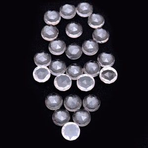 Clear Crystal Quartz Faceted Round Rosecuts ~ Crystal Quartz Loose Round Cabochons ~ Natural Crystal Quartz  Gemstone Flat Back Rosecut Cabs