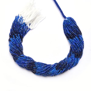 Perles rondes à facettes multiples AAA+ 2 mm-3 mm, lapis lazuli naturel en vrac, pierres semi-précieuses pour bijoux, fil de 13 pouces