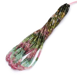 Natural Multi Tourmaline Faceted Tube Shape Beads ~ Tourmaline Gemstone Cylinder Beads ~ Tourmaline Fancy Pipe Beads For Jewelry ~ 15&quot;Strand