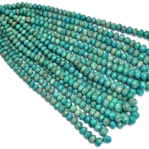 Chrysocolla 7mm-11mm Rondelle Faceted Beads ~ Natural Chrysocolla Semi Precious Gemstone Loose Faceted Beads for Jewelry ~ 16inch Strand