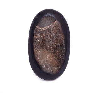 Agata nera naturale Druzy Gemstone sfusa 28 x 42 mm Cabochon ovale liscio ~ 103 ct ~ Agata semipreziosa Gemstone Cabochon a fondo piatto per gioielli