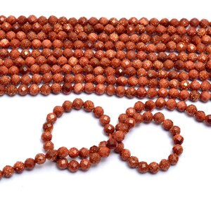 AAA+ Goldstone Gemstone 2mm-3mm Faceted Round Beads ~ Fiery Goldstone Sunstone Semi Precious Gemstone Loose Beads for Jewelry ~ 13&quot; Strand