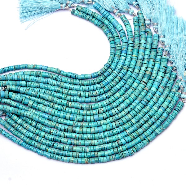 thumbnail interactive-video image 1 of Natural Arizona Kingman Turquoise Heishi Beads – 2mm – Strand – Glossy Blue Gemstone 1 of 2