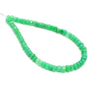 Natural Green Chrysoprase 4mm-5mm Faceted Beads, Gemstone Rondelle for Jewelry Making 7inch