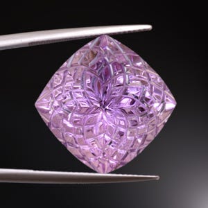AAA+ Immaculate Pink Amethyst Cushion Cut Stone ~ 19x19mm Fancy Laser Cut Amethyst Gemstone ~ Natural Pink Amethyst Loose Concave Cut Stone
