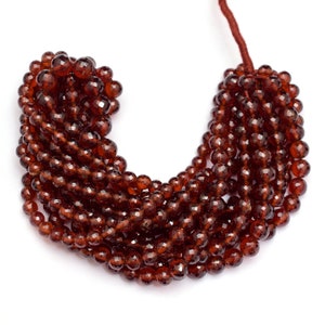 Hessonite Garnet Faceted Round Beads ~ Natural Hessonite Gemstone 6mm Ball Beads ~ Orange Garnet Round Shape Beads For Jewelry ~ 17&quot; Strand