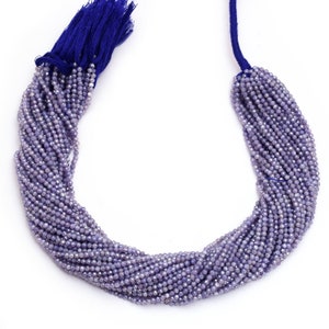 Perline rondelle sfaccettate micro di pietra di luna blu AAA da 2 mm-3 mm ~ Perline sciolte rivestite in argento di pietra di luna blu naturale ~ Filo da 13 pollici