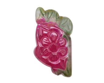 Bi-Color Tourmaline Loose Fancy Shape Carving ~ 12.5x25mm Tourmaline Carved Stone ~ Hand Carved Natural Bio Tourmaline Gemstone For Jewelry