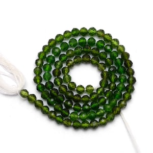 Multi Chrome Diopside 3mm-4mm Round Beads ~ Natural Chrome Diopside Semiprecious Gemstone Beads ~ Loose Faceted Chrome Gemstone ~ 13&quot; Strand