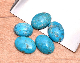Natural Arizona Turquoise Semi Precious Gemstone 12x16mm-13x18mm Smooth Oval Flat Back Loose Cabochon Lot For Jewelry