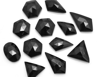 Natural Black Spinel 11mm-20mm Irregular Shape Rose Cut Lot ~ Black Spinel Semi Precious Gemstone Faceted Flat Back Loose Cabochons