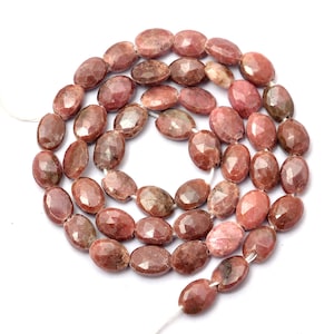 Multi Rhodonite Gemstone 7x5mm Oval Faceted Beads ~ AAA+ Natural Rhodonite Semiprecious Gemstone Loose Oval Beads for Jewelry ~ 13&quot; Strand