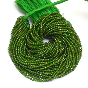 Natural AAA Chrome Diopside 2mm-2.5mm Micro Faceted Round Beads ~ Green Chrome Diopside Semi Precious Gemstone Loose Beads ~ 13inch Strand