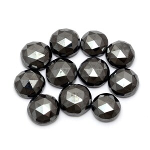 Hematite Faceted Round Rose Cuts ~ Natural Hematite Loose 10mm-13mm Round Shape Cabs ~ Hematite Fancy Rose Cut Cabs For Jewelry Supplies