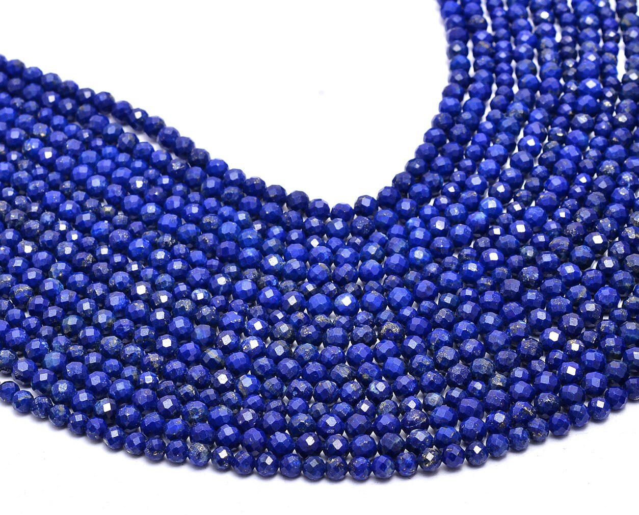 大玉 サファイア ビーズ トップ beads347 AAA+ Lapis Lazuli 5mm Round Faceted Beads, Natural Blue Lapis