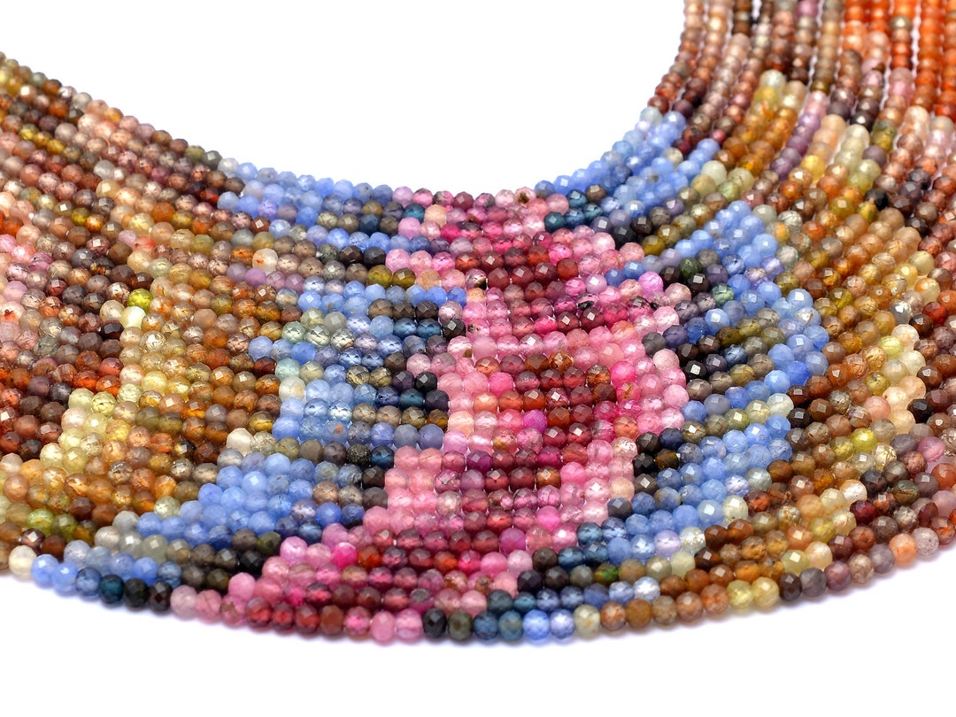 Multi Sapphire Gemstone 3mm Beads Natural Tundra Sapphire Precious