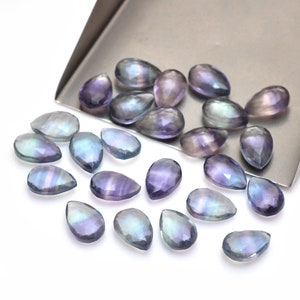 Natural Fluorite Gemstone 8x12mm Pear Briolettes ~ AAA+ Multi Fluorite Faceted Loose Pear Beads ~ Fluorite Faceted Briolette For Jewelry
