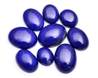 Natürliche blaue Lapis Lazuli 9x11mm-12x16mm flache Rückseite ovale Cabochons ~ Lapis Lazuli Halbedelstein Glatte Fancy Cabochon für Schmuck