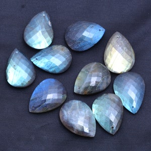 AAA+ Labradorite Multi Fire Gemstone Pear 18x25mm Loose Faceted Briolettes ~ Natural Labradorite Semi Precious Gemstone Front Drill Beads