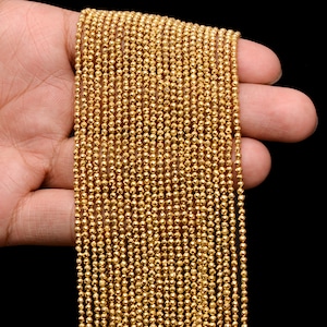 Natürliche Goldene Pyrit Edelstein 2mm-3mm Micro Facettierte Runde Perlen ~ AAA+ Pyrit Halbedelstein Lose Perlen Für Schmuck ~ 13" Strang