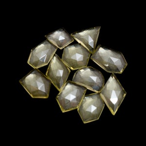 Natural Lemon Quartz 9.5x12.5mm-10.5x17mm Faceted Rose Cut Fancy Cabs ~ Lemon Quartz Semi Precious Gemstone Loose Flat Back Cabochon Mix Set