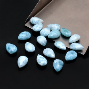 Natural Larimar Gemstone 8x12mm Pear Briolettes ~ AAA+ Blue Larimar Faceted Loose Pear Shape Beads ~ Larimar Faceted Briolette For Jewelry