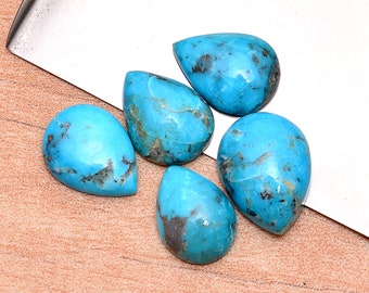Cabujón de matriz turquesa natural ~ Piedra preciosa turquesa suelta de 15 mm a 18 mm, lisa, con parte trasera plana, en forma de pera ~ Lote de piedras preciosas semipreciosas turquesas