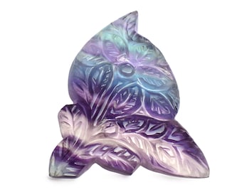 Natural Fluorite Gemstone Carving ~ Multi Fluorite Flower Carving ~ Hand Carved Fluorite Loose Stone ~ Fluorite Fancy Carving For Jewelry