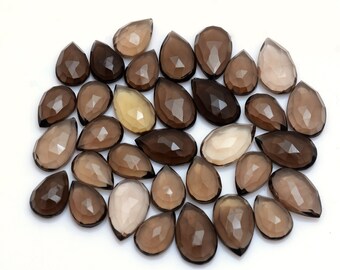 Cabochon a forma di pera in quarzo fumé marrone naturale - Pietra preziosa calibrata per la creazione di gioielli