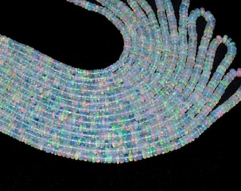 Natural Ethiopian Welo Opal Fire 3.5mm-5mm Rondelle Smooth Beads ~ AAA+ Ethiopian Welo Opal Semi Precious Gemstone Loose Beads ~ 18" Strand
