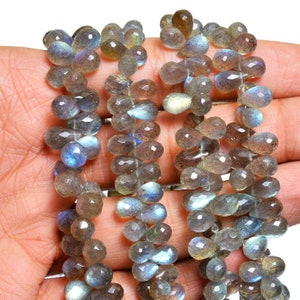 AAA+ Labradorite Gemstone 6x9mm Faceted Teardrop Briolette Beads ~ Natural Labradorite Fire Semi Precious Gemstone Loose Drops ~ 8&quot; Strand
