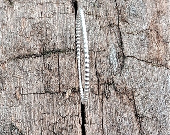 Anneau fin en argent fil perlé - Bague argent pour femme