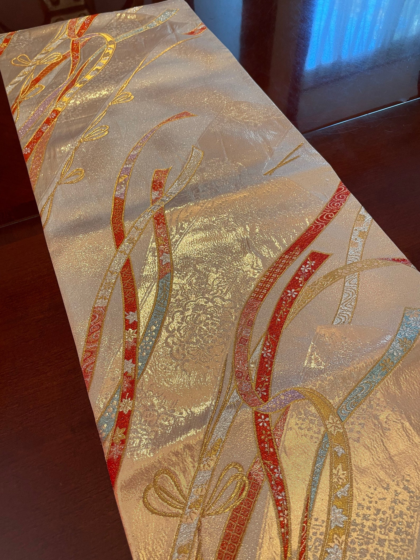 Luxury embroidered silk table runner made from Japanese kimono Etsy
